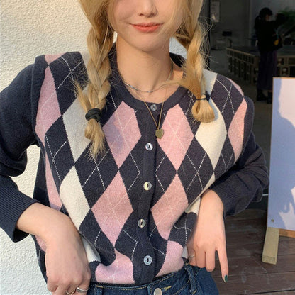 Cozy Casual Argyle Cardigan