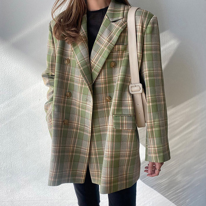 Elegant Loose Plaid Jacket