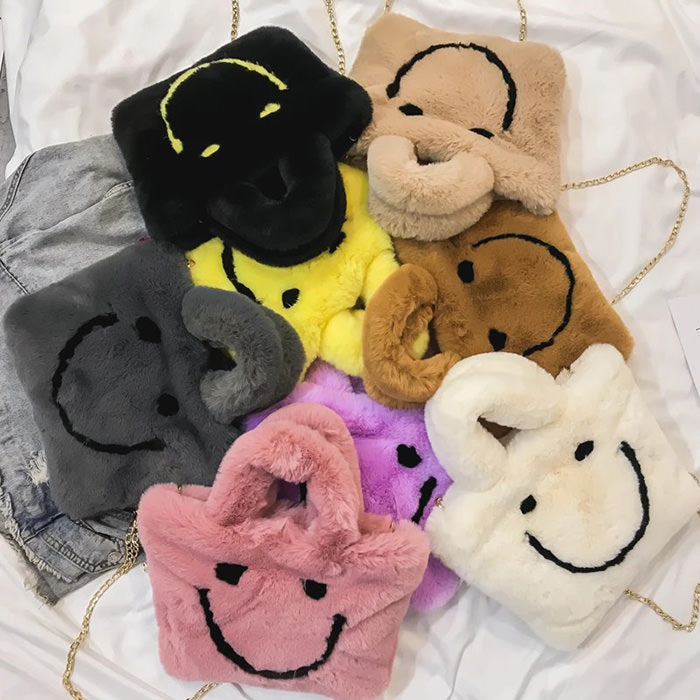 Smiley Face Fuzzy Handbag