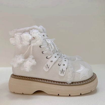 Kawaii Aesthetic Y2K Cute Fairy Snow Star Boots - Heartzcore Heartzcore