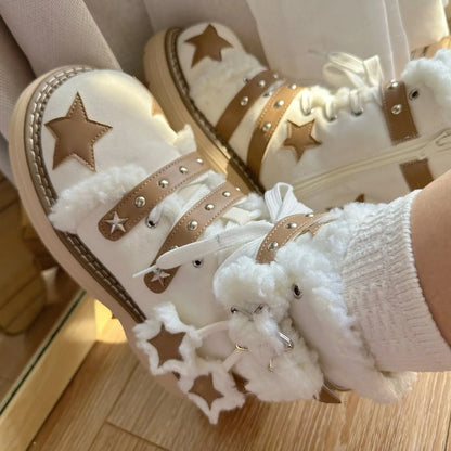 Kawaii Aesthetic Y2K Cute Fairy Snow Star Boots - Heartzcore Heartzcore