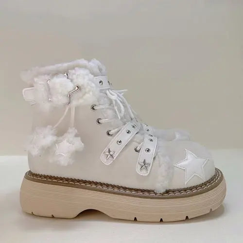 Kawaii Aesthetic Y2K Cute Fairy Snow Star Boots - Heartzcore Heartzcore