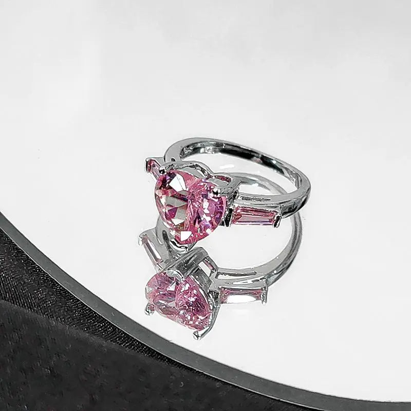 Sterling Silver Pink Paris Heart Ring MK18734