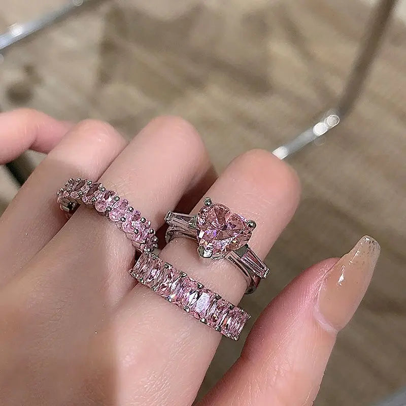 Sterling Silver Pink Paris Heart Ring MK18734