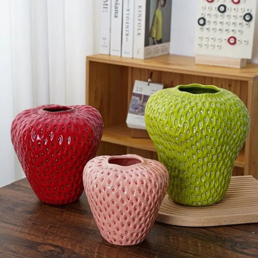 Kawaii Aesthetic Y2K Cute Fairy Strawberry Ceramic Vase - Kimi MK Kawaii Store