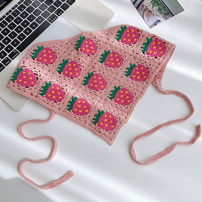 Strawberry Crochet Hair Scarf