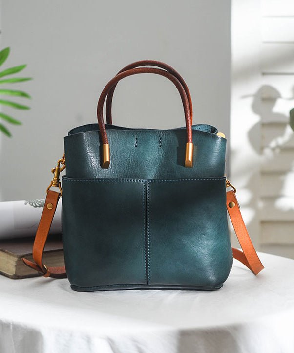 Leather Large Durable Style Orange Handbag Tote