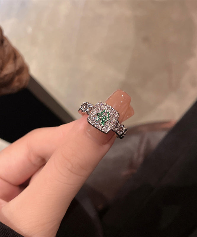 Set Zircon Alloy Rings Mahjong Two-Piece Stylish