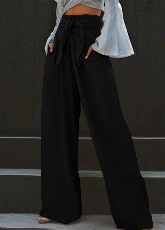 Pants High Stylish Pockets Yellow Leg Wide Summer Waist