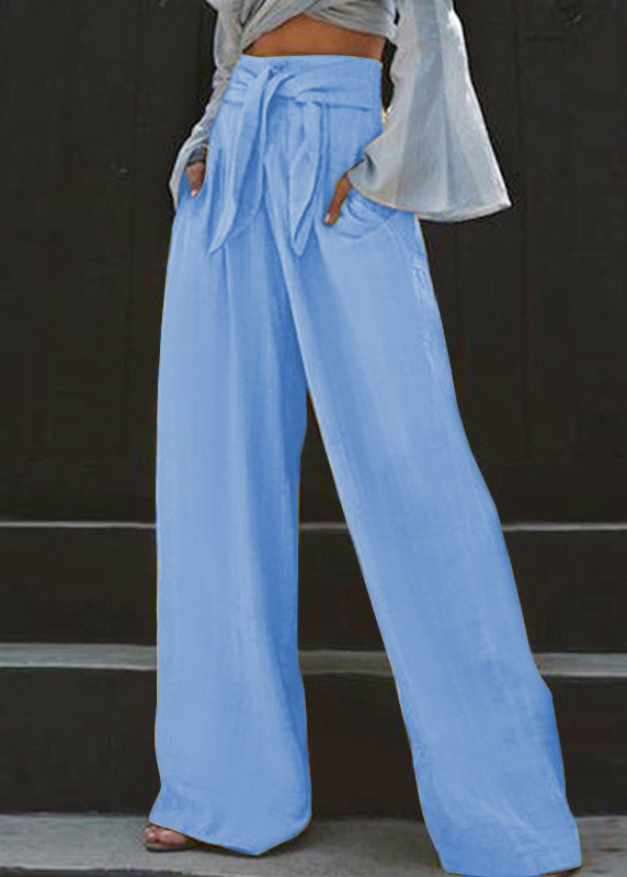 Pants High Stylish Pockets Yellow Leg Wide Summer Waist