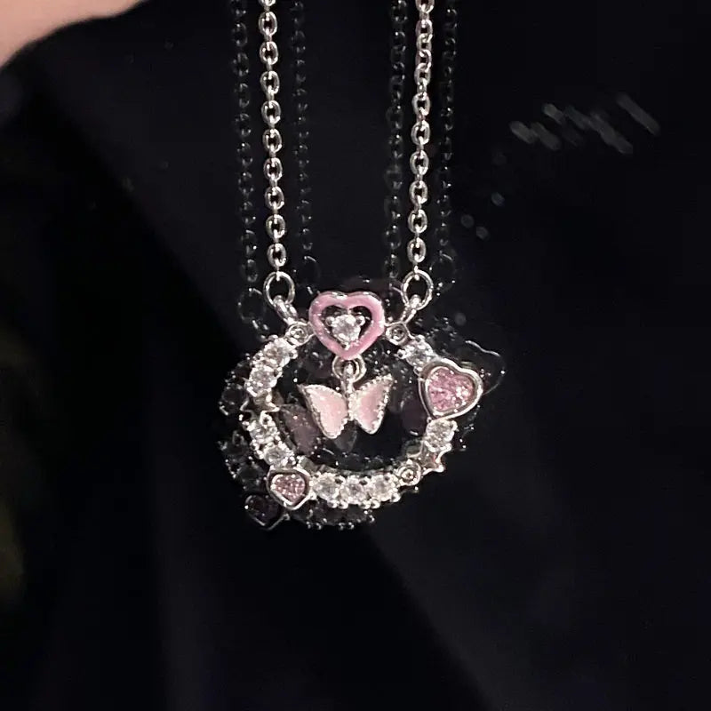 Kawaii Aesthetic Y2K Cute Fairy Sweet Love Bow Necklace MK Kawaii Store