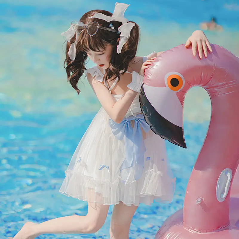 Sweet Mermaid Princess Halter Dress Swimsuit MK17428