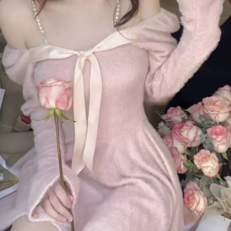 Kawaii Aesthetic Y2K Cute Fairy Sweet Pink Elegant Dress MK Kawaii Store