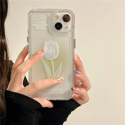 Sweet Rose Flower Phone Case Cover for iphone 14 13 Pro Max 12 11 XR XSMax Clear Shockproof Protective Cases W356