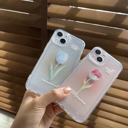 Sweet Rose Flower Phone Case Cover for iphone 14 13 Pro Max 12 11 XR XSMax Clear Shockproof Protective Cases W356