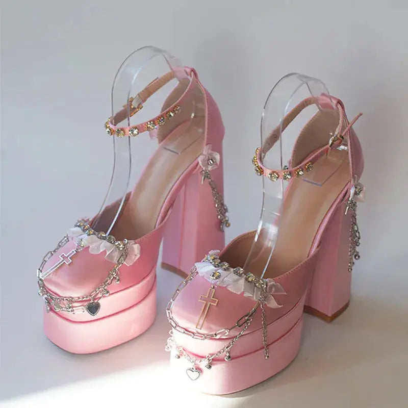 Kawaii Aesthetic Y2K Cute Fairy Trendy Coquette Dolly Chains Princess High Heels ON1501 spreepickyshop
