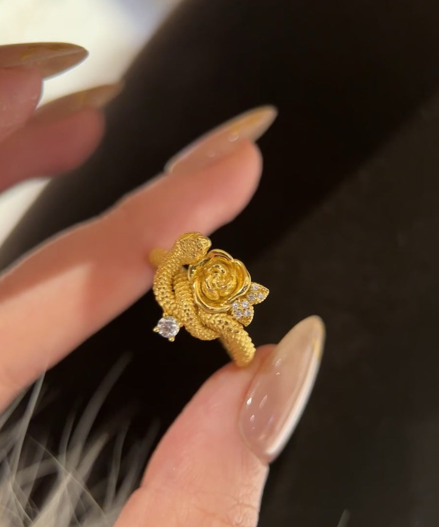Rings Overgild Silver Snake Rose Sterling Zircon And Unique Gold