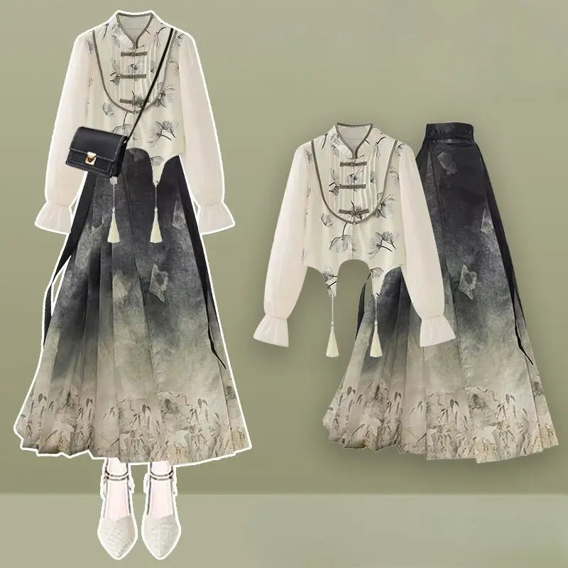 Kawaii Aesthetic Y2K Cute Fairy Vintage Floral Print Dress Set spreepickyshop