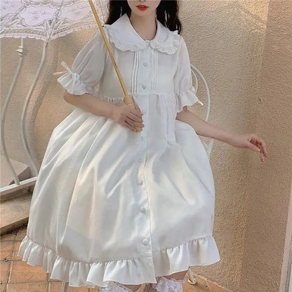 Robe de fille Dolly à volants princesse Lolita Kawaii à fleurs blanches