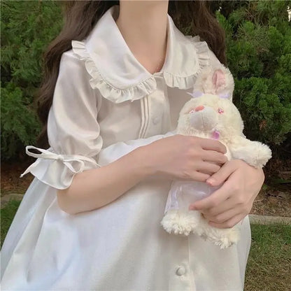 Robe de fille Dolly à volants princesse Lolita Kawaii à fleurs blanches