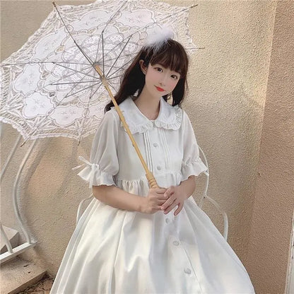 Robe de fille Dolly à volants princesse Lolita Kawaii à fleurs blanches