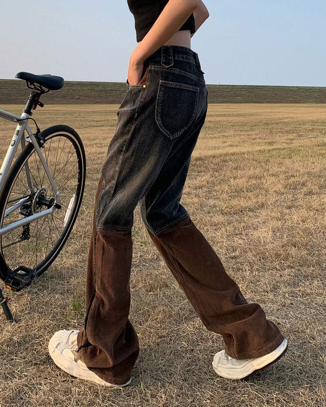 Brown Cowboy Wide Leg Jeans