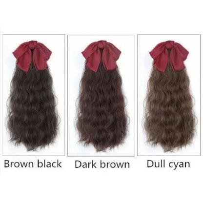 Black/Wine Bowknot Long Ponytail Wig MK15121