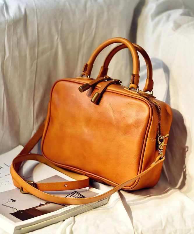 Leather Capacity Orange Bag Women Doctor Large