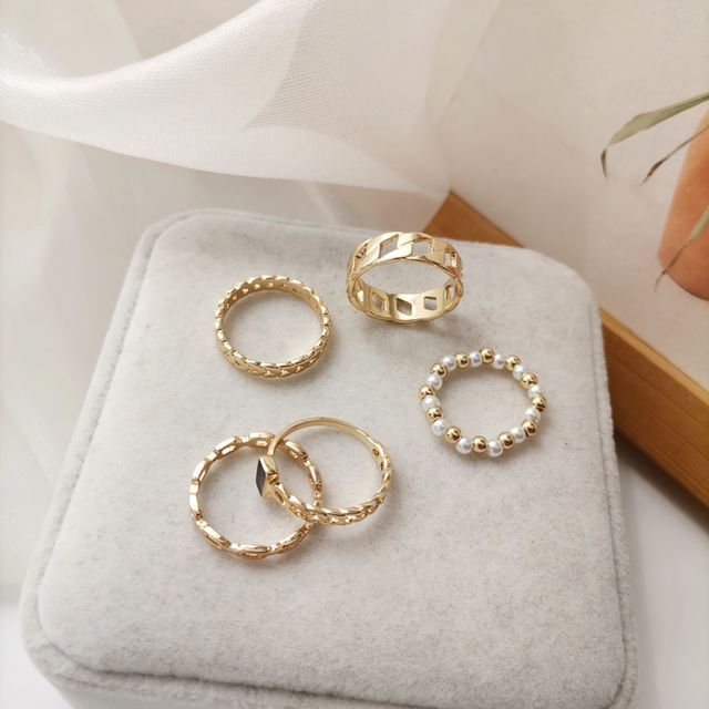/ of Alloy 5: designs) Set Ring (various Pearl Faux