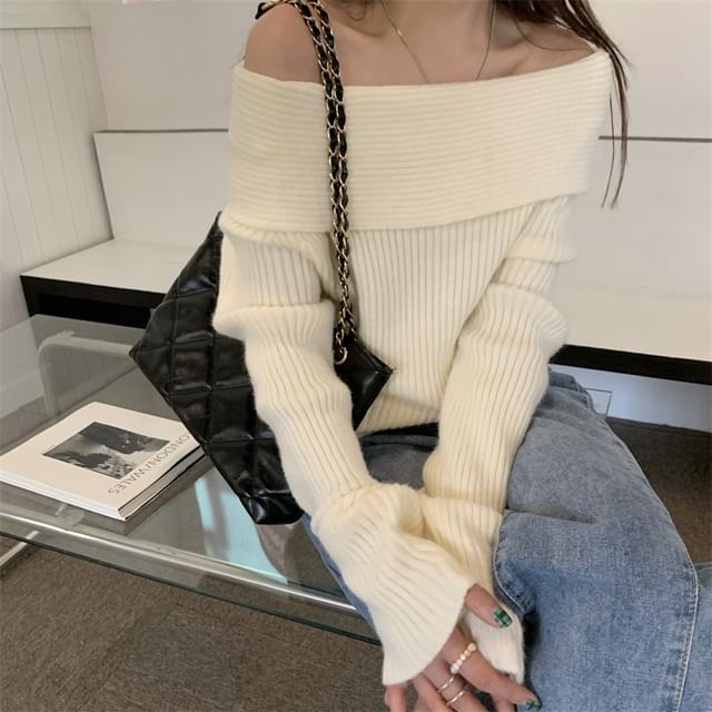 Off-Shoulder Ribbed Sweater