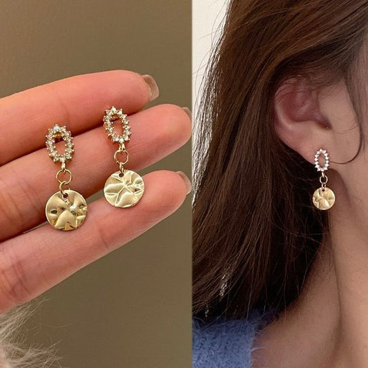 Earring / Rhinestone Drop Clip-On Floral