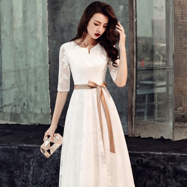 Elbow-Sleeve Bow A-Line Cocktail Dress (Various Designs)