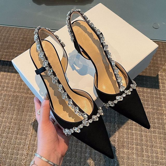 Heel Pointy Rhinestone Stiletto Sandals