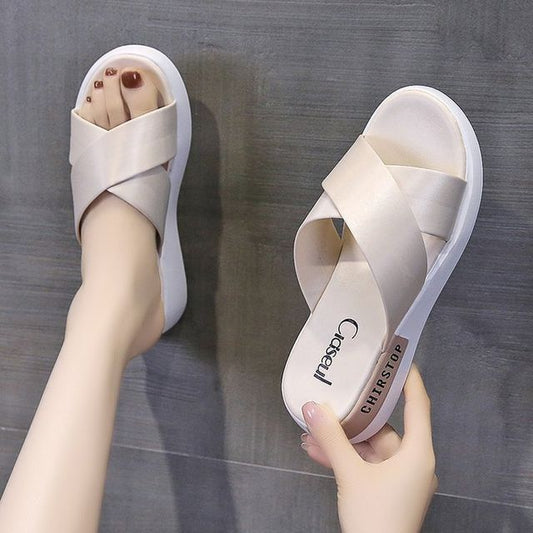Sandals Crisscross Platform Slide