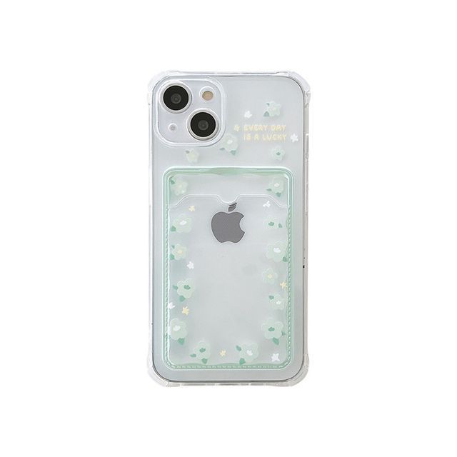 Card Holder Phone / Print Transparent Flower Case Heart