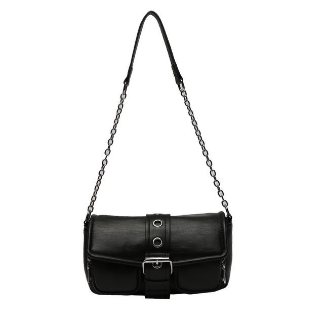 Shoulder Buckled Strap Chain Bag