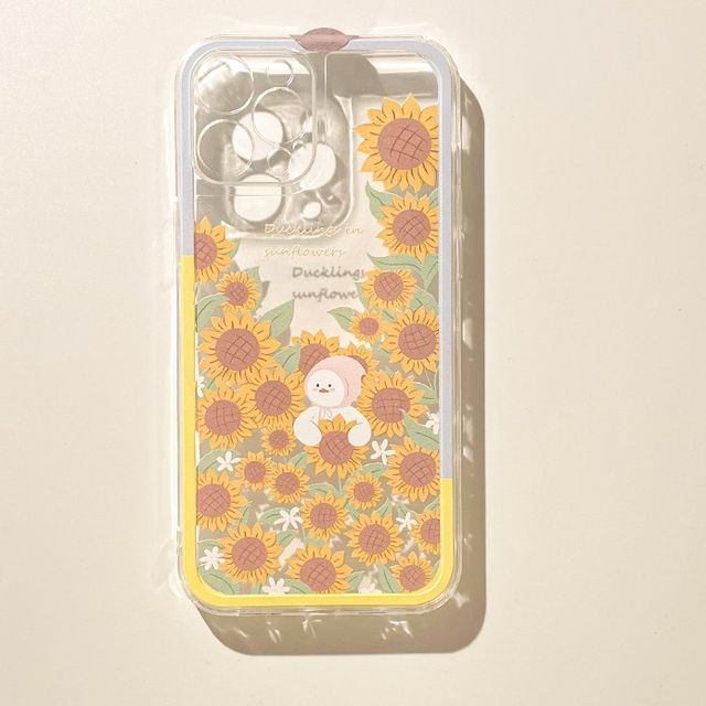 Duck Sunflower Transparent Phone Case