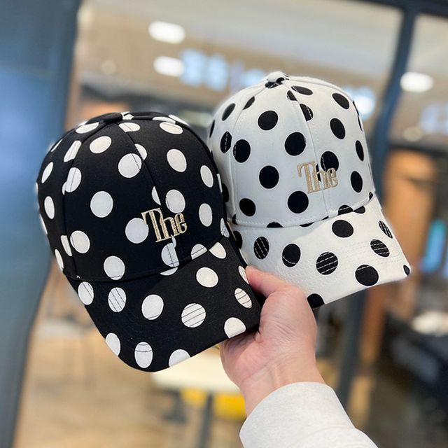 Embroidered Cap Lettering Baseball Polka Dot