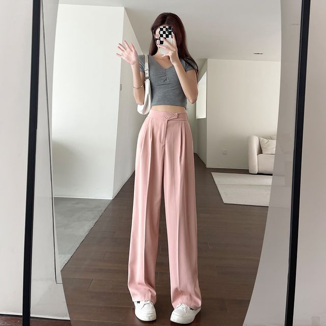 High-Waist Wide-Leg Dress Pants