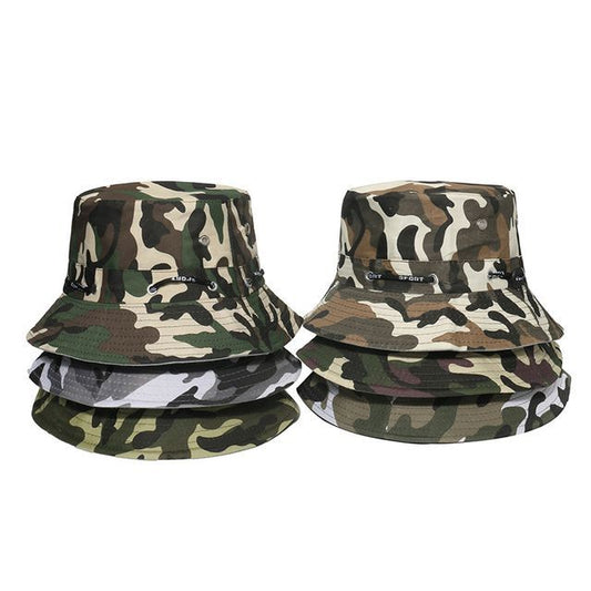 Camouflage Hat Print Plain Bucket /