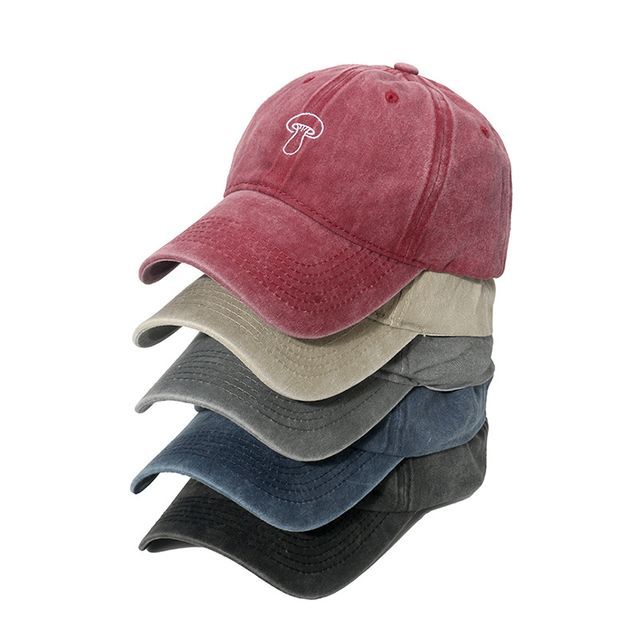 Denim Mushroom Hat Embroidered Bucket