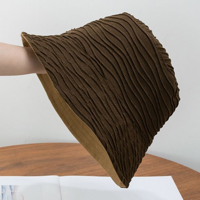 Bucket Wavy Hat Reversible Plain Texture
