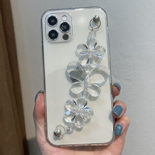 Case Chain Transparent Flower Phone