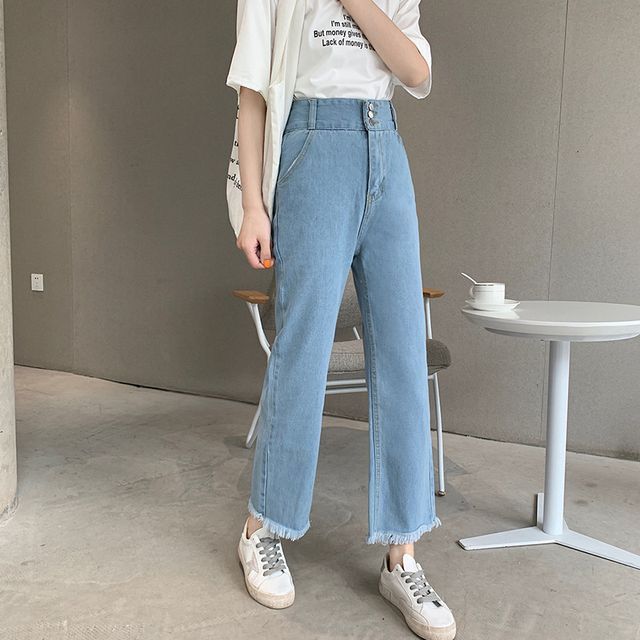 Jeans High Loose Fit Waist Cropped