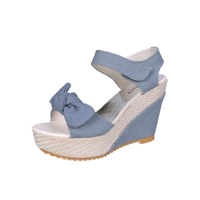 Denim Sandals Wedge-Heel Platform