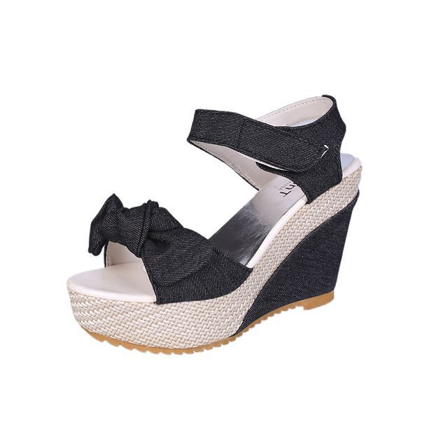 Denim Sandals Wedge-Heel Platform