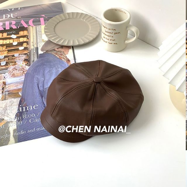 Leather Newsboy Faux Cap