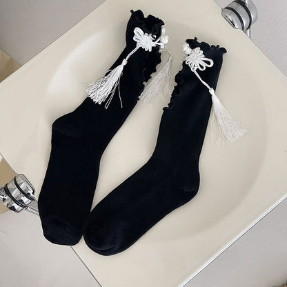 Frog-Button Cutout Socks