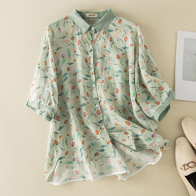 Short-Sleeve Floral Print Shirt