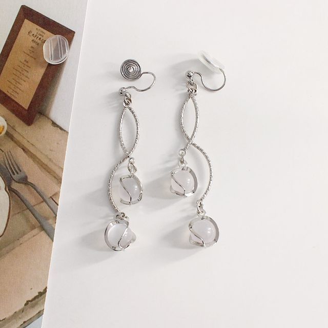 Cat Alloy Eye Stone Faux Earring Fringed